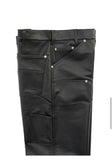 HIDDEN FAUX LEATHER DOUBLE KNEE PANTS
